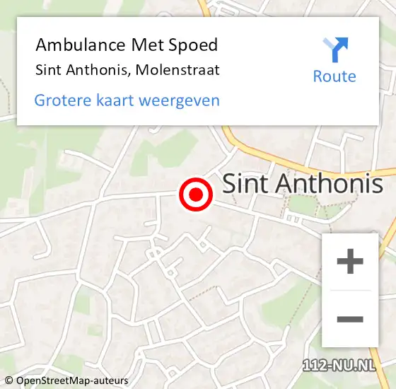 Locatie op kaart van de 112 melding: Ambulance Met Spoed Naar Sint Anthonis, Molenstraat op 11 december 2017 19:00