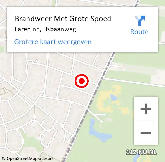 Locatie op kaart van de 112 melding: Brandweer Met Grote Spoed Naar Laren nh, IJsbaanweg op 11 december 2017 19:27