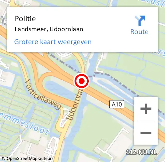 Locatie op kaart van de 112 melding: Politie Landsmeer, IJdoornlaan op 11 december 2017 19:44