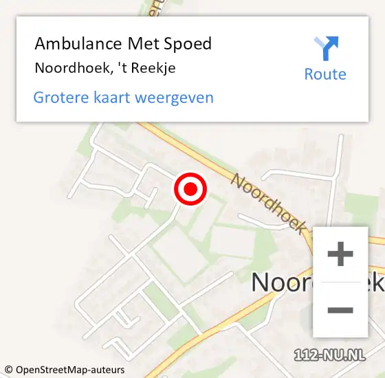 Locatie op kaart van de 112 melding: Ambulance Met Spoed Naar Noordhoek, 't Reekje op 11 december 2017 19:48