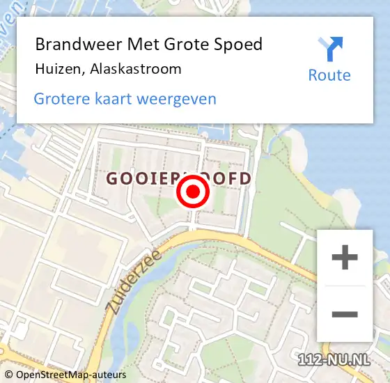 Locatie op kaart van de 112 melding: Brandweer Met Grote Spoed Naar Huizen, Alaskastroom op 11 december 2017 20:12