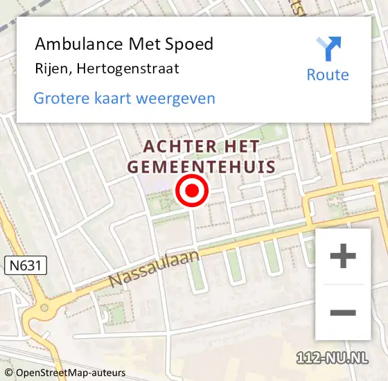 Locatie op kaart van de 112 melding: Ambulance Met Spoed Naar Rijen, Hertogenstraat op 11 december 2017 20:23