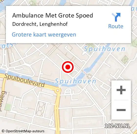 Locatie op kaart van de 112 melding: Ambulance Met Grote Spoed Naar Dordrecht, Lenghenhof op 11 december 2017 20:28