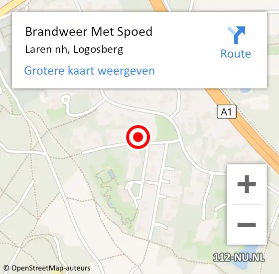 Locatie op kaart van de 112 melding: Brandweer Met Spoed Naar Laren nh, Logosberg op 11 december 2017 20:28