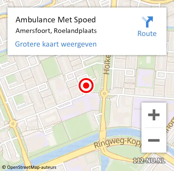 Locatie op kaart van de 112 melding: Ambulance Met Spoed Naar Amersfoort, Roelandplaats op 11 december 2017 20:36