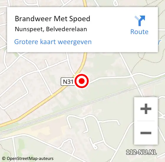 Locatie op kaart van de 112 melding: Brandweer Met Spoed Naar Nunspeet, Belvederelaan op 11 december 2017 20:50