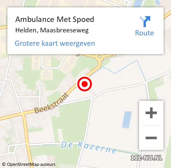 Locatie op kaart van de 112 melding: Ambulance Met Spoed Naar Helden, Maasbreeseweg op 11 december 2017 21:01
