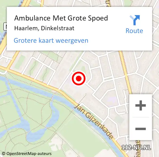 Locatie op kaart van de 112 melding: Ambulance Met Grote Spoed Naar Haarlem, Dinkelstraat op 11 december 2017 21:37