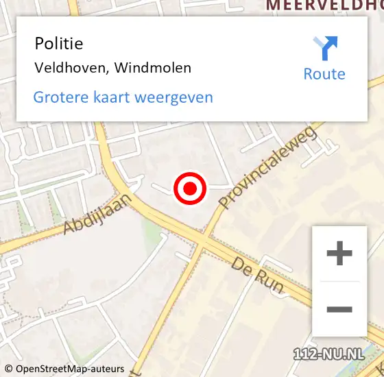 Locatie op kaart van de 112 melding: Politie Veldhoven, Windmolen op 11 december 2017 21:40