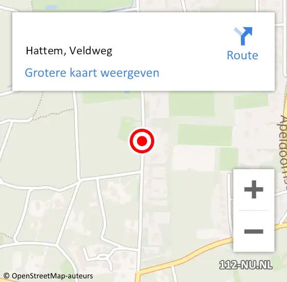 Locatie op kaart van de 112 melding:  Hattem, Veldweg op 11 december 2017 21:46