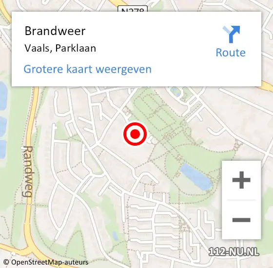 Locatie op kaart van de 112 melding: Brandweer Vaals, Parklaan op 9 februari 2014 16:20