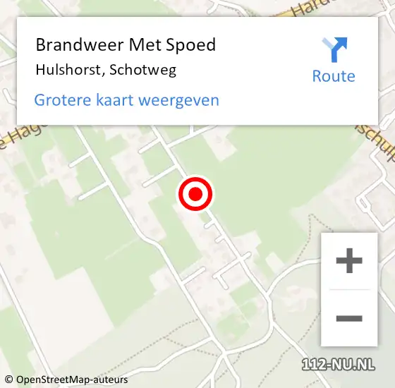 Locatie op kaart van de 112 melding: Brandweer Met Spoed Naar Hulshorst, Schotweg op 11 december 2017 22:01