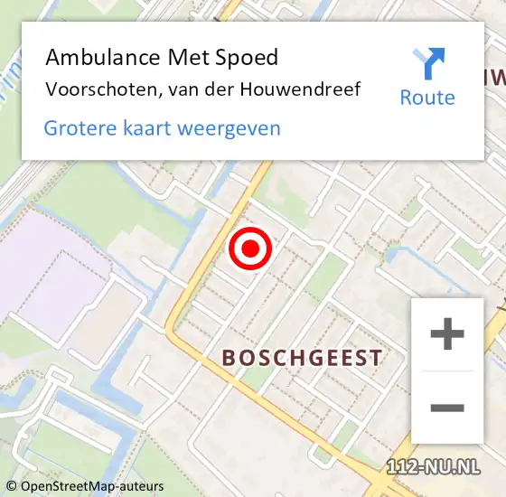 Locatie op kaart van de 112 melding: Ambulance Met Spoed Naar Voorschoten, van der Houwendreef op 11 december 2017 22:13