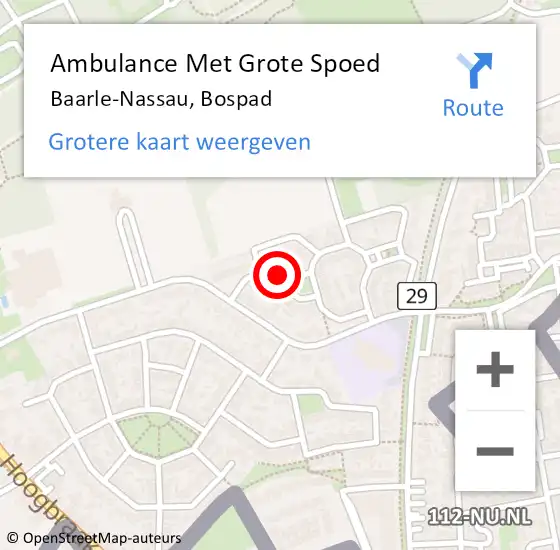 Locatie op kaart van de 112 melding: Ambulance Met Grote Spoed Naar Baarle-Nassau, Bospad op 11 december 2017 23:05