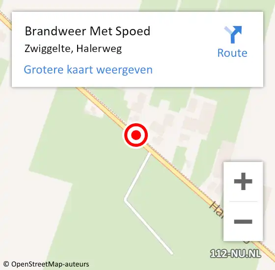 Locatie op kaart van de 112 melding: Brandweer Met Spoed Naar Zwiggelte, Halerweg op 11 december 2017 23:27