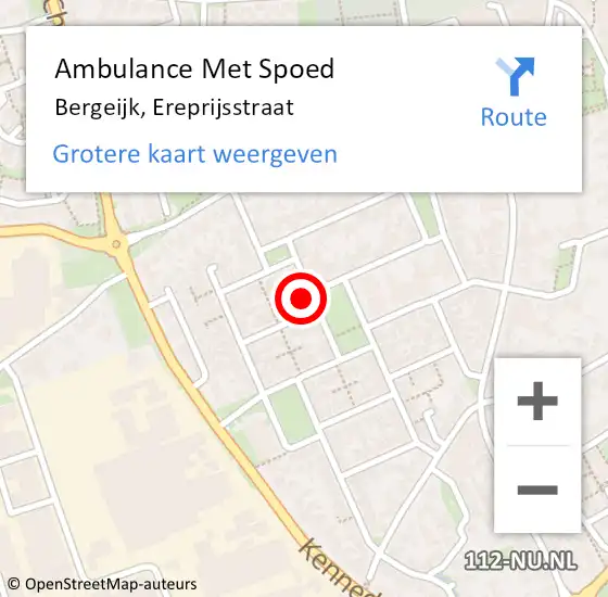 Locatie op kaart van de 112 melding: Ambulance Met Spoed Naar Bergeijk, Ereprijsstraat op 11 december 2017 23:36