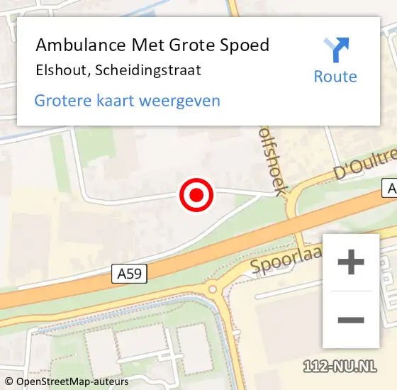 Locatie op kaart van de 112 melding: Ambulance Met Grote Spoed Naar Elshout, Scheidingstraat op 9 februari 2014 16:35