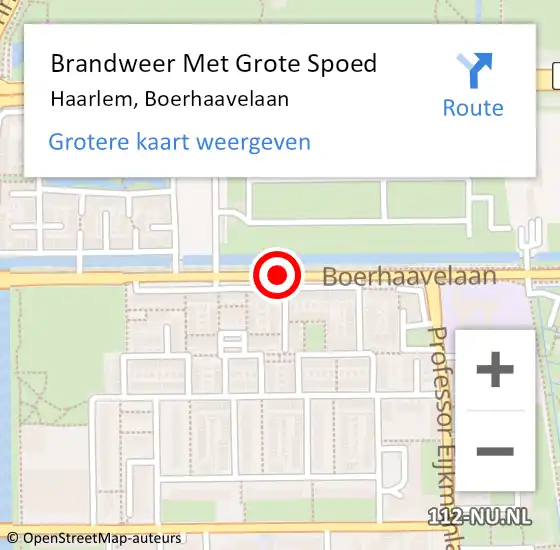Locatie op kaart van de 112 melding: Brandweer Met Grote Spoed Naar Haarlem, Boerhaavelaan op 12 december 2017 02:21