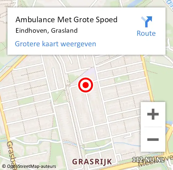 Locatie op kaart van de 112 melding: Ambulance Met Grote Spoed Naar Eindhoven, Grasland op 12 december 2017 05:01