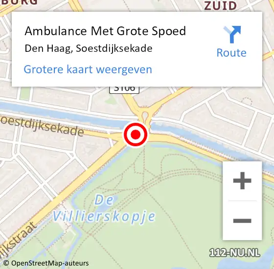 Locatie op kaart van de 112 melding: Ambulance Met Grote Spoed Naar Den Haag, Soestdijksekade op 12 december 2017 05:13