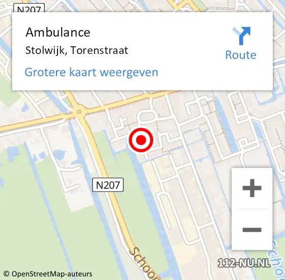 Locatie op kaart van de 112 melding: Ambulance Stolwijk, Torenstraat op 12 december 2017 05:40