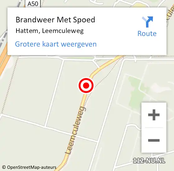 Locatie op kaart van de 112 melding: Brandweer Met Spoed Naar Hattem, Leemculeweg op 12 december 2017 06:15