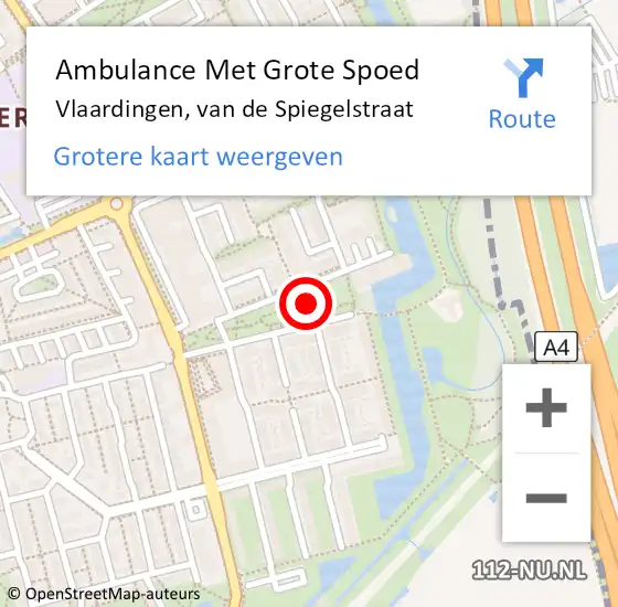 Locatie op kaart van de 112 melding: Ambulance Met Grote Spoed Naar Vlaardingen, van de Spiegelstraat op 12 december 2017 07:14