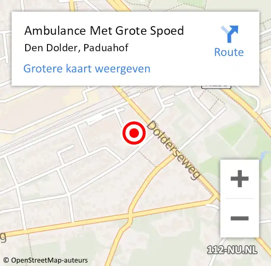 Locatie op kaart van de 112 melding: Ambulance Met Grote Spoed Naar Den Dolder, Paduahof op 12 december 2017 07:38