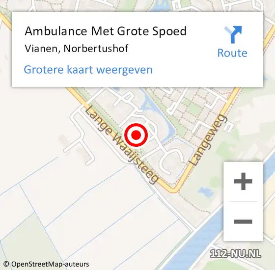 Locatie op kaart van de 112 melding: Ambulance Met Grote Spoed Naar Vianen, Norbertushof op 12 december 2017 08:23