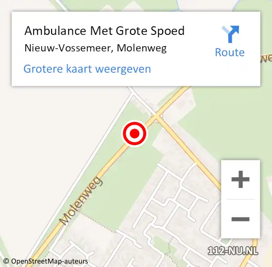 Locatie op kaart van de 112 melding: Ambulance Met Grote Spoed Naar Nieuw-Vossemeer, Molenweg op 12 december 2017 08:29