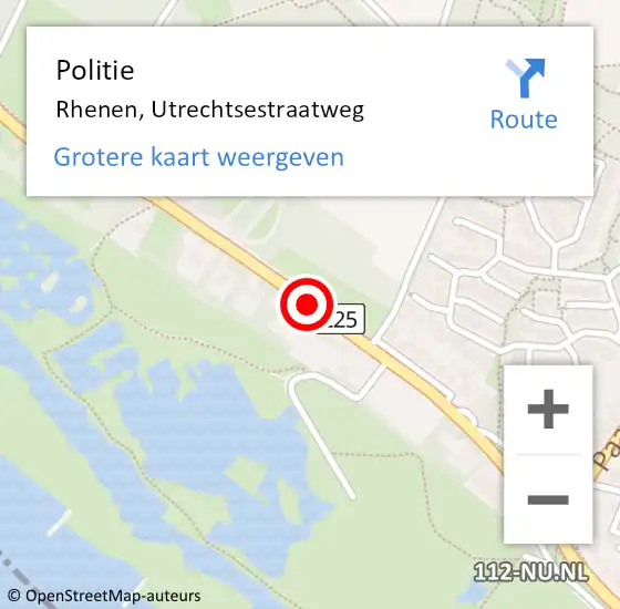 Locatie op kaart van de 112 melding: Politie Rhenen, Utrechtsestraatweg op 12 december 2017 08:32