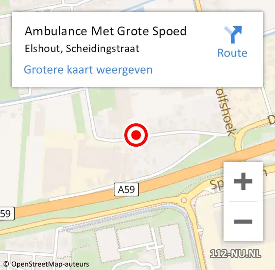 Locatie op kaart van de 112 melding: Ambulance Met Grote Spoed Naar Elshout, Scheidingstraat op 9 februari 2014 17:00