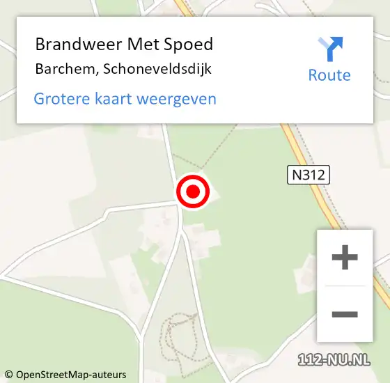 Locatie op kaart van de 112 melding: Brandweer Met Spoed Naar Barchem, Schoneveldsdijk op 12 december 2017 09:06