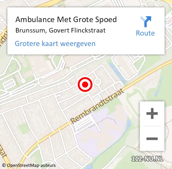 Locatie op kaart van de 112 melding: Ambulance Met Grote Spoed Naar Brunssum, Govert Flinckstraat op 9 februari 2014 17:02