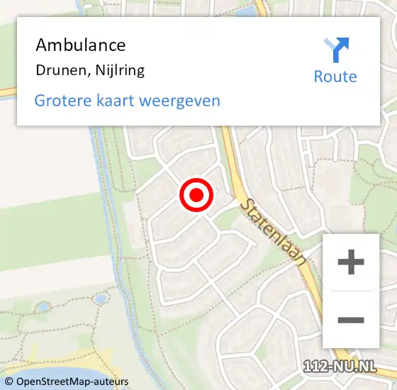 Locatie op kaart van de 112 melding: Ambulance Drunen, Nijlring op 12 december 2017 09:35