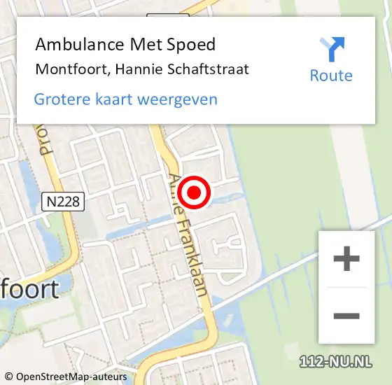 Locatie op kaart van de 112 melding: Ambulance Met Spoed Naar Montfoort, Hannie Schaftstraat op 12 december 2017 09:39