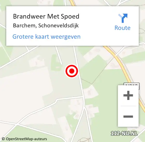 Locatie op kaart van de 112 melding: Brandweer Met Spoed Naar Barchem, Schoneveldsdijk op 12 december 2017 09:41