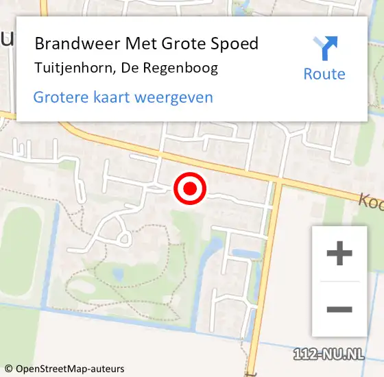 Locatie op kaart van de 112 melding: Brandweer Met Grote Spoed Naar Tuitjenhorn, De Regenboog op 12 december 2017 10:24