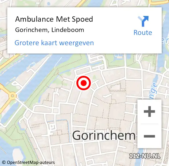 Locatie op kaart van de 112 melding: Ambulance Met Spoed Naar Gorinchem, Lindeboom op 12 december 2017 10:33