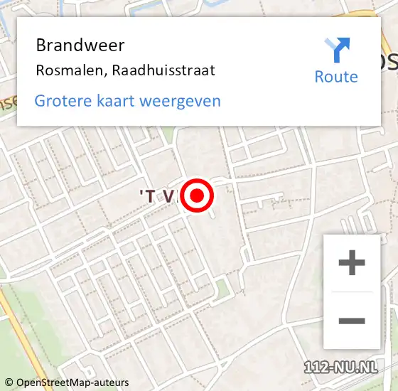 Locatie op kaart van de 112 melding: Brandweer Rosmalen, Raadhuisstraat op 9 februari 2014 17:15