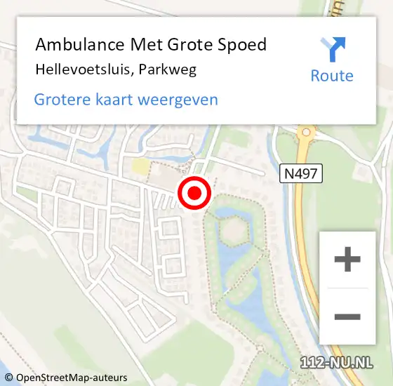 Locatie op kaart van de 112 melding: Ambulance Met Grote Spoed Naar Hellevoetsluis, Parkweg op 12 december 2017 10:43