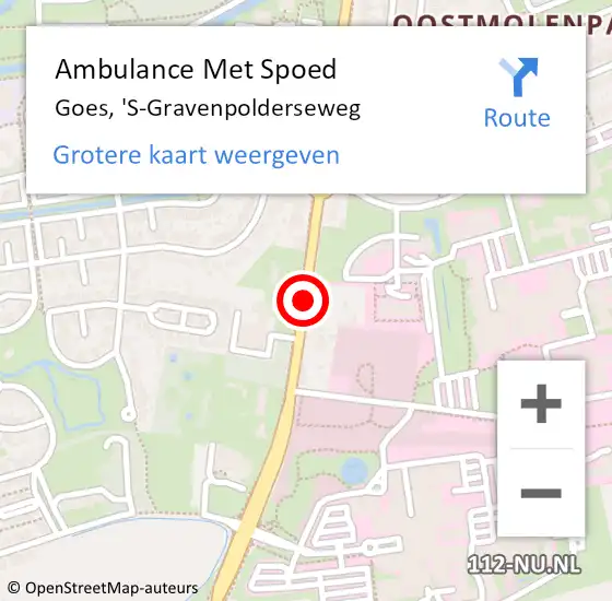 Locatie op kaart van de 112 melding: Ambulance Met Spoed Naar Goes, 'S-Gravenpolderseweg op 12 december 2017 10:57