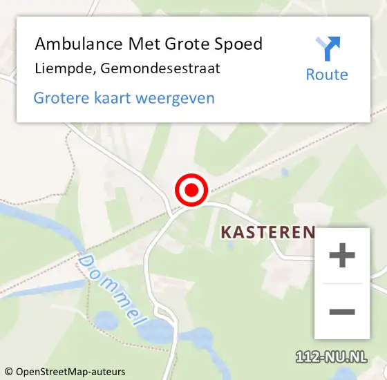 Locatie op kaart van de 112 melding: Ambulance Met Grote Spoed Naar Liempde, Gemondesestraat op 12 december 2017 11:32