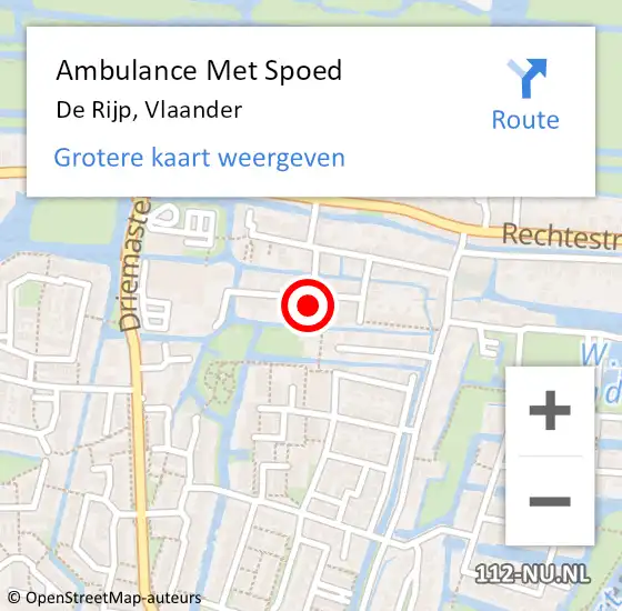 Locatie op kaart van de 112 melding: Ambulance Met Spoed Naar De Rijp, Vlaander op 12 december 2017 12:06