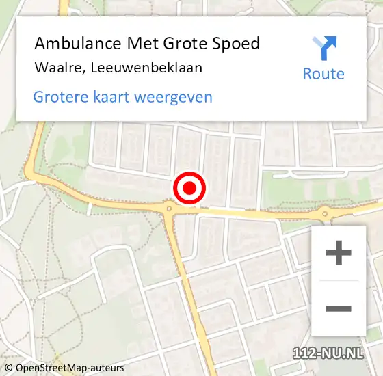 Locatie op kaart van de 112 melding: Ambulance Met Grote Spoed Naar Waalre, Leeuwenbeklaan op 12 december 2017 12:07