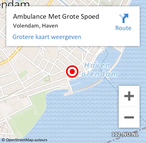 Locatie op kaart van de 112 melding: Ambulance Met Grote Spoed Naar Volendam, Haven op 12 december 2017 12:30