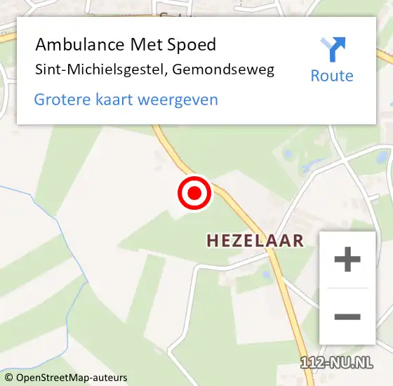 Locatie op kaart van de 112 melding: Ambulance Met Spoed Naar Sint-Michielsgestel, Gemondseweg op 12 december 2017 12:53