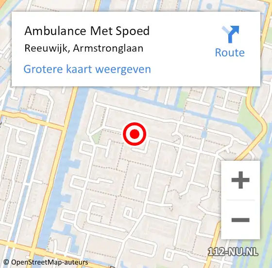 Locatie op kaart van de 112 melding: Ambulance Met Spoed Naar Reeuwijk, Armstronglaan op 12 december 2017 13:26