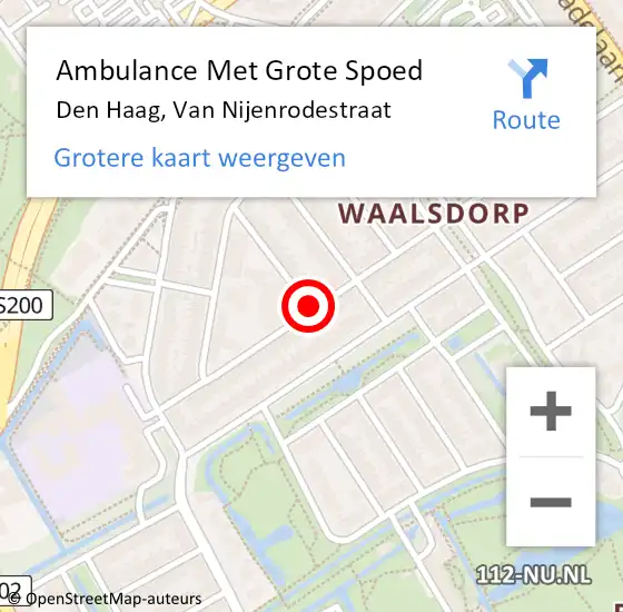 Locatie op kaart van de 112 melding: Ambulance Met Grote Spoed Naar Den Haag, Van Nijenrodestraat op 12 december 2017 13:37
