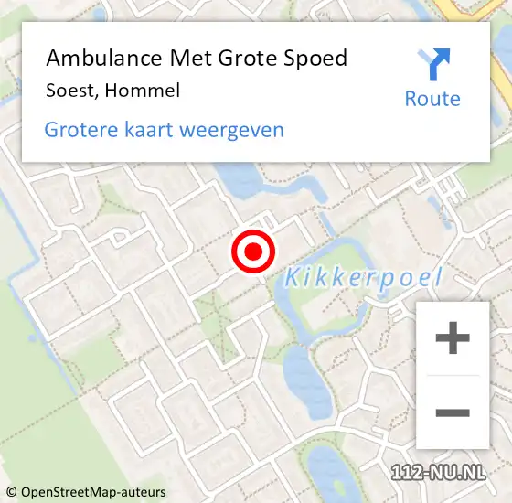 Locatie op kaart van de 112 melding: Ambulance Met Grote Spoed Naar Soest, Hommel op 12 december 2017 14:06